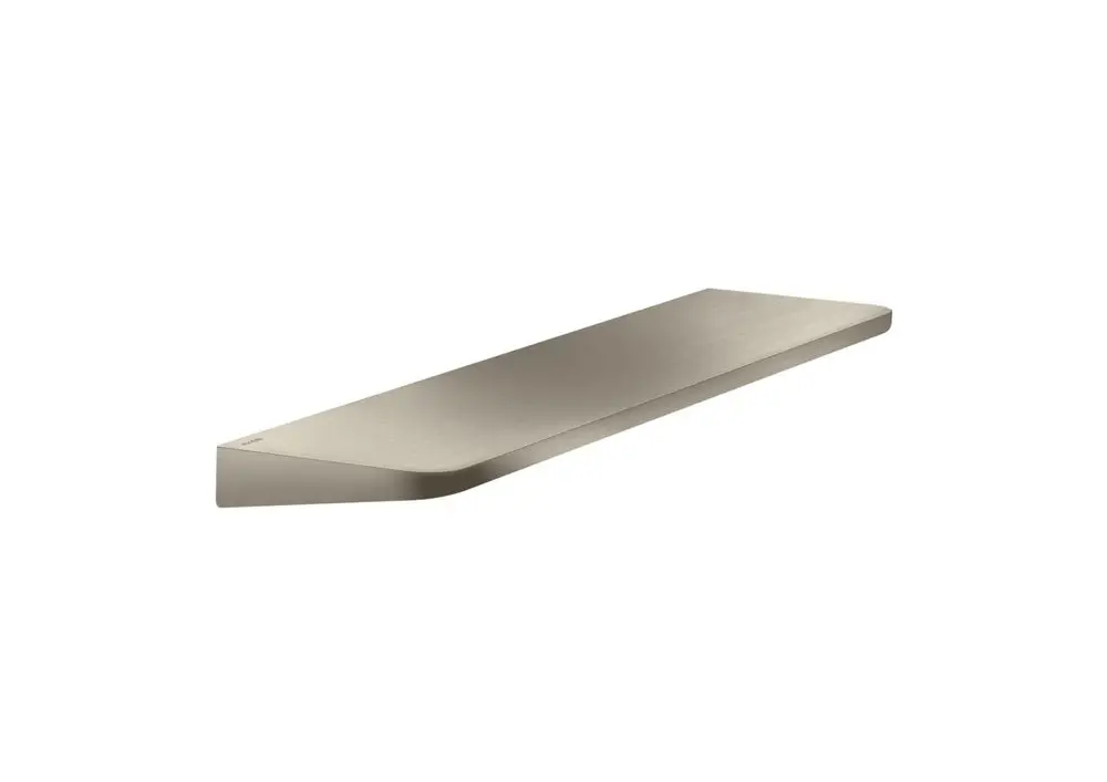 Ablage aus gebürstetem Nickel von AXOR, rechteckige Form mit leicht abgeschrägten Kanten. Ideal für die Wandmontage in Badezimmern oder anderen Räumen.